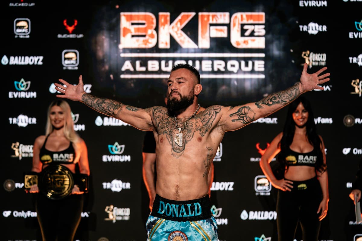 Donald Sanchez at the BKFC 75 weigh-in, ahead of his bout against David Mundell in Albuquerque, New Mexico
