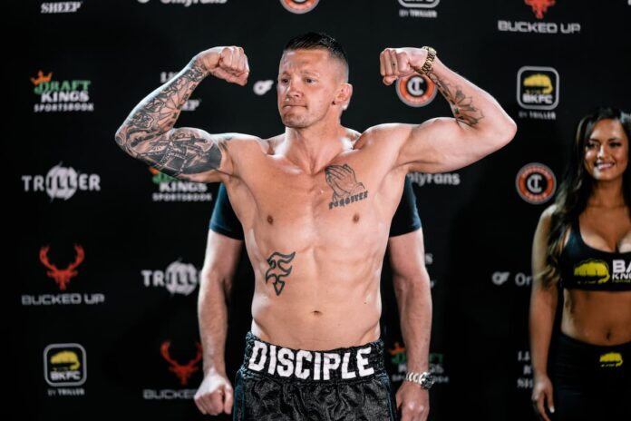 Dustin Pague during their BKFC weigh-in