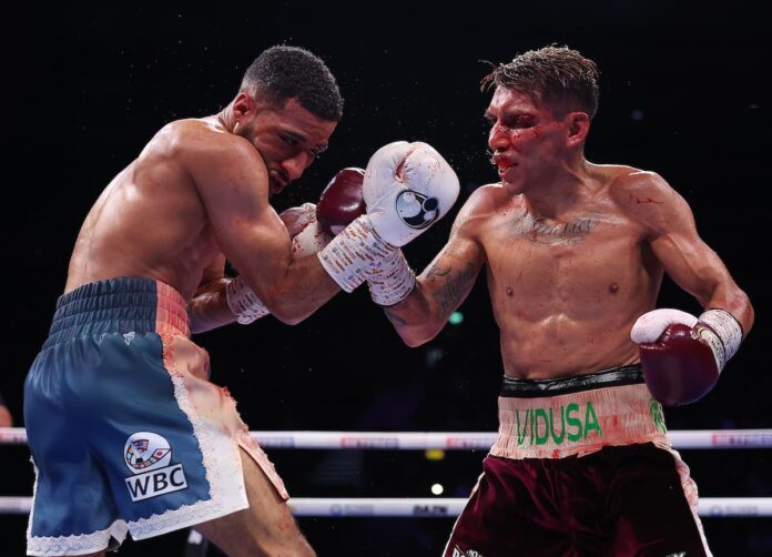 Francisco Rodriguez Jr dominates Galal Yafai during their boxing bout in Birmingham, England