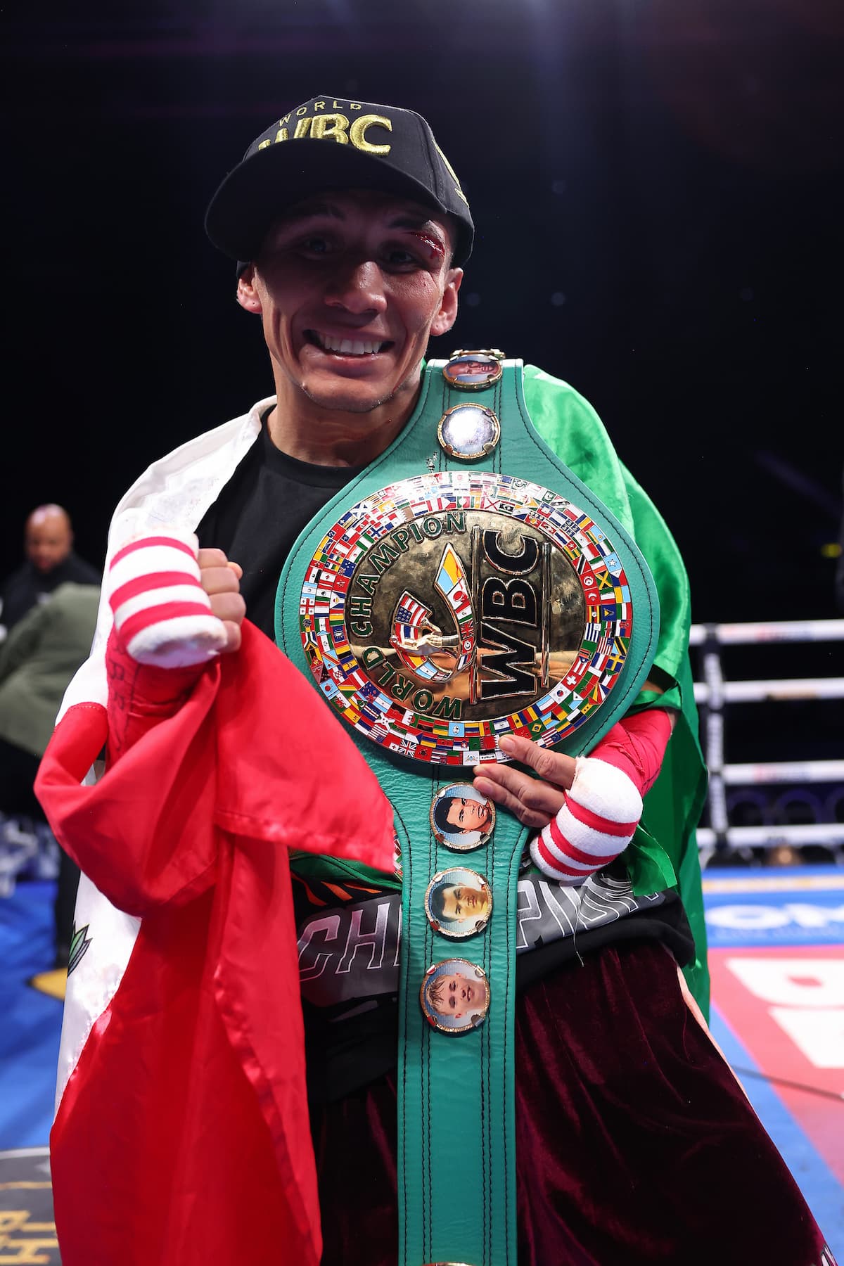 Francisco Rodriguez Jr poses with his WBC belt after victory over Galal Yafai