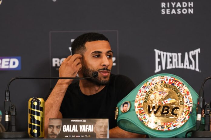 Galal Yafai at the press conference ahead of his boxing bout against Francisco Rodriguez Jr in Birmingham, England