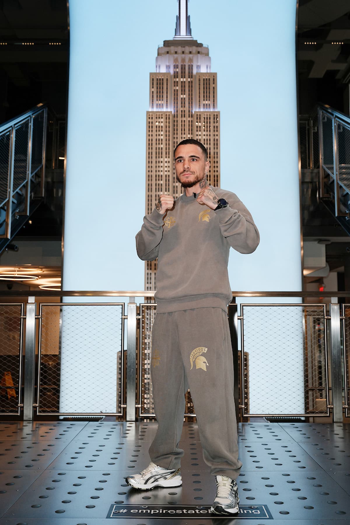 George Kambosos Jr at the Empire State Building in New York