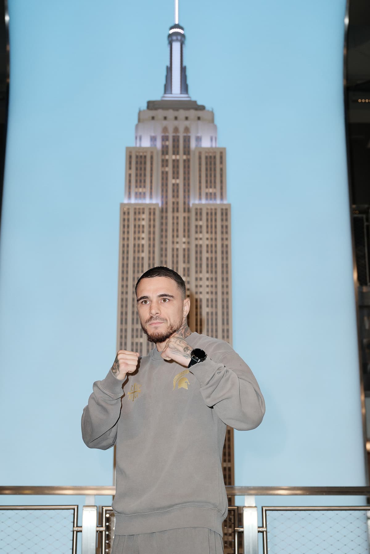 George Kambosos Jr at the Empire State Building in New York