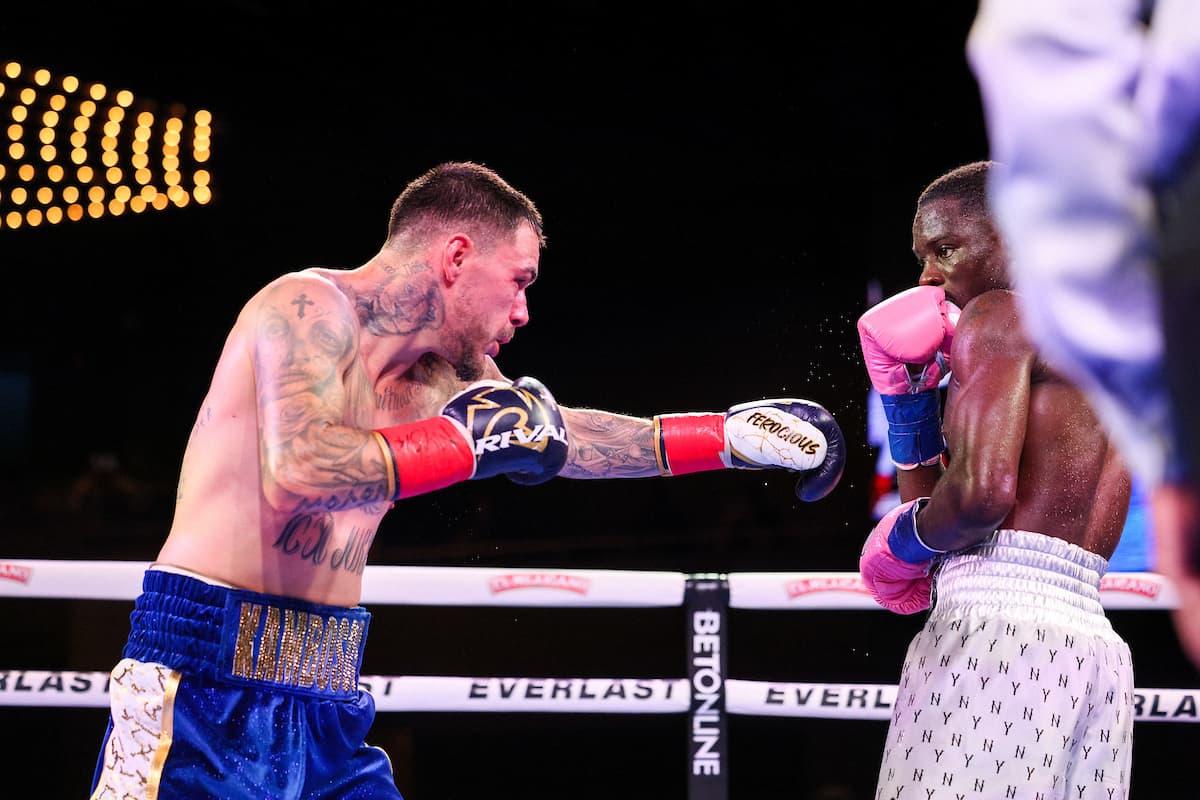George Kambosos Jr during his bout against Richardson Hitchins at The Theater at MSG in New York