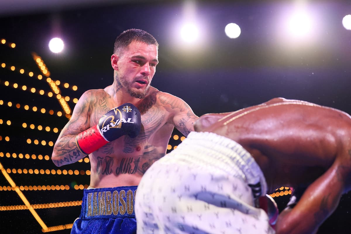 George Kambosos Jr during his bout against Richardson Hitchins at The Theater at MSG in New York