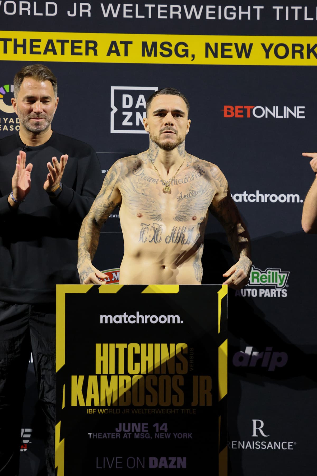 George Kambosos Jr at the weigh-in in New York