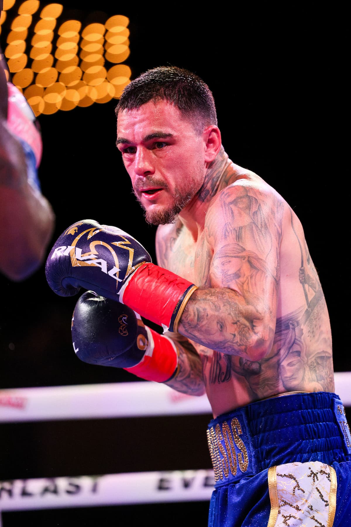 George Kambosos Jr during his bout against Richardson Hitchins at The Theater at MSG in New York
