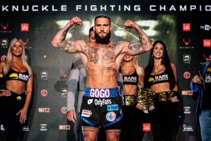 Gorjan 'GoGo' Slaveski during the weigh-in, ahead of his bout against Jake Lindsey at BKFC 49