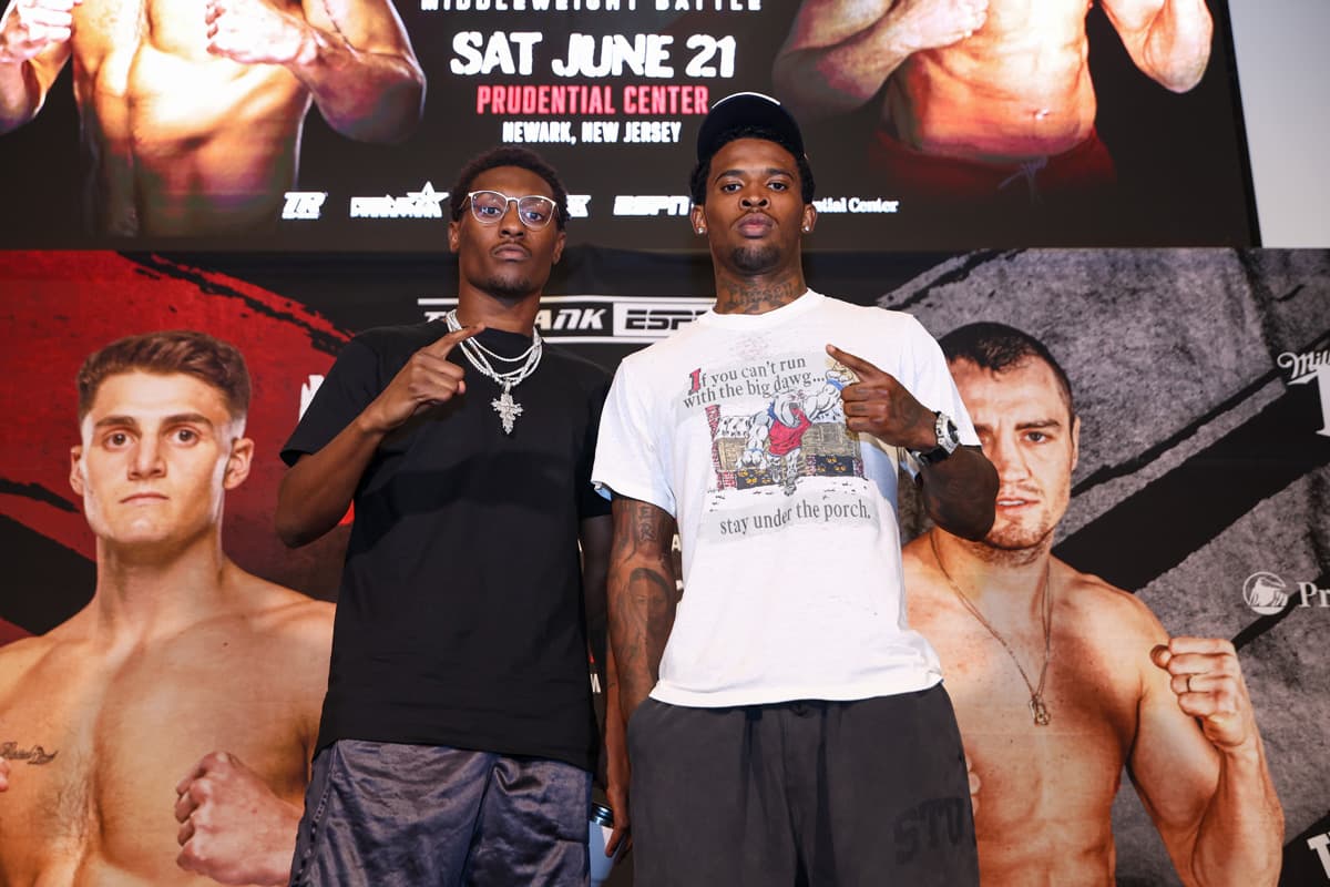 Jahi Tucker and Lorenzo Simpson during the press conference ahead of their bout in Newark, New Jersey