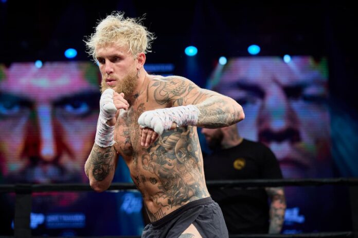 Jake Paul shadowboxing during a public workout ahead of his bout