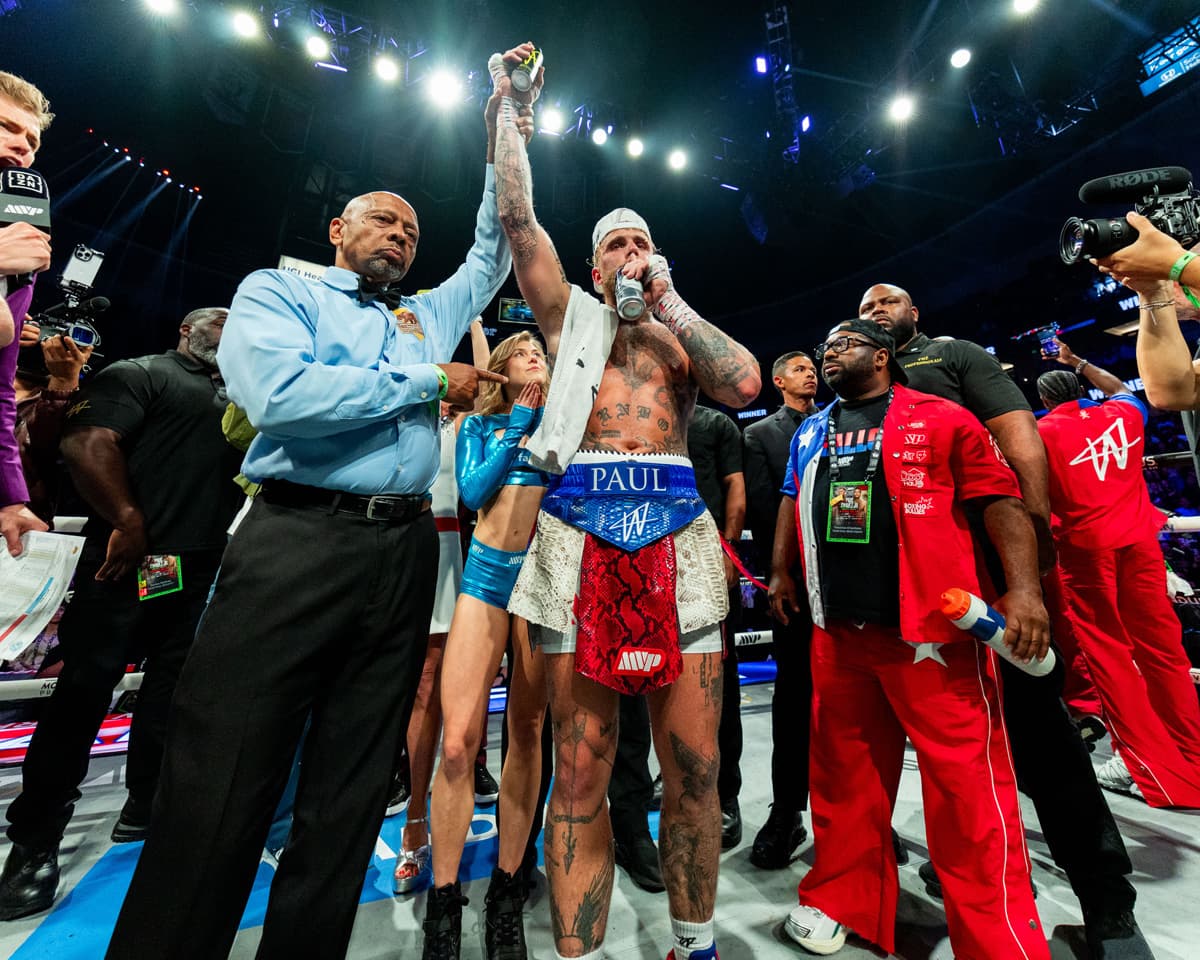 Jake Paul victorious over Julio Cesar Chavez Jr during their bout in Anaheim, CA