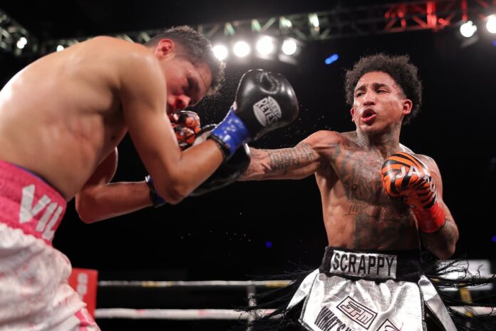 John 'Scrappy' Ramirez during his boxing bout against Luis Villa Padilla in Indio, CA