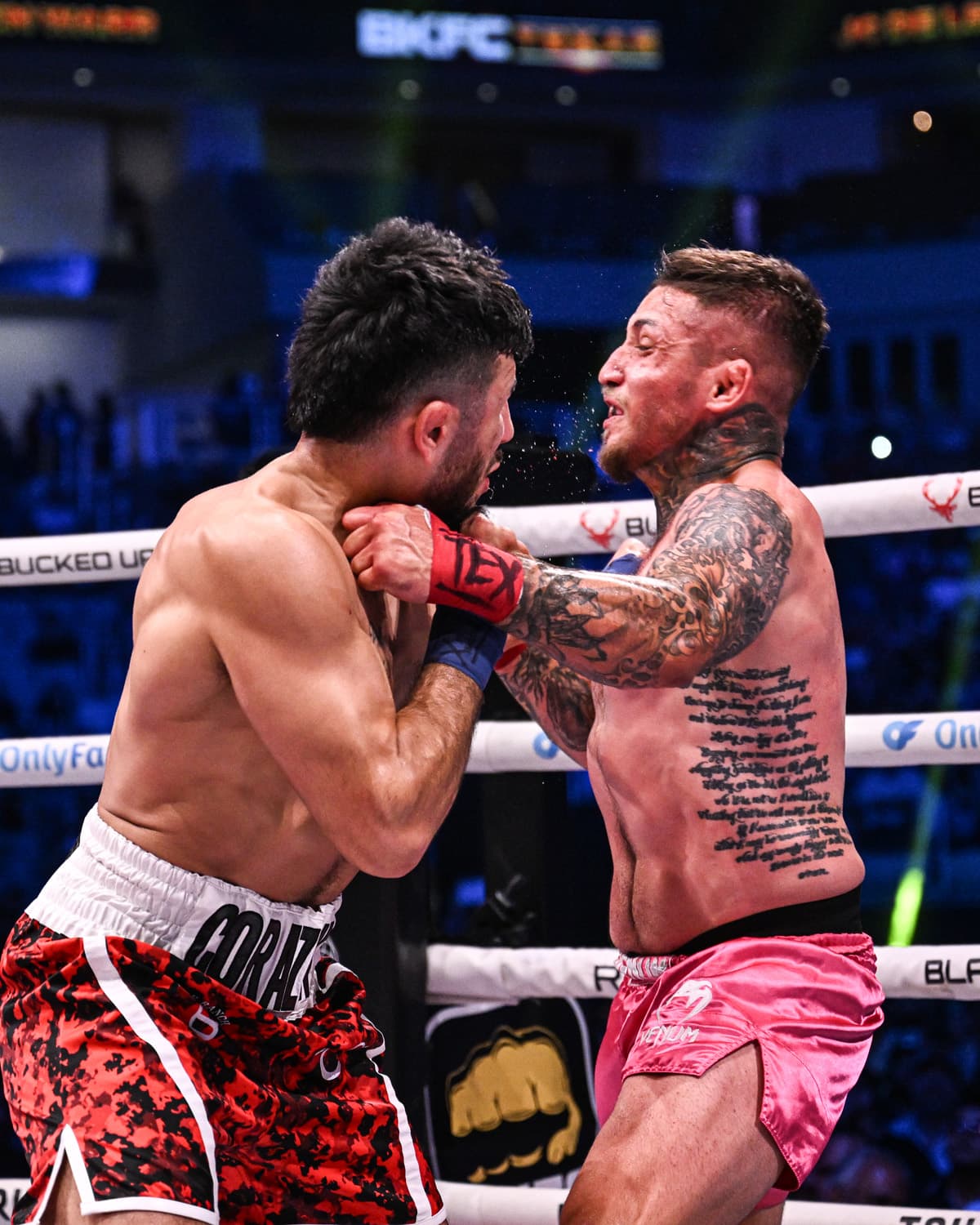 Juan Carlos De Leon and Ruben Warr during their bare-knuckle boxing bout at BKFC 76 Texas