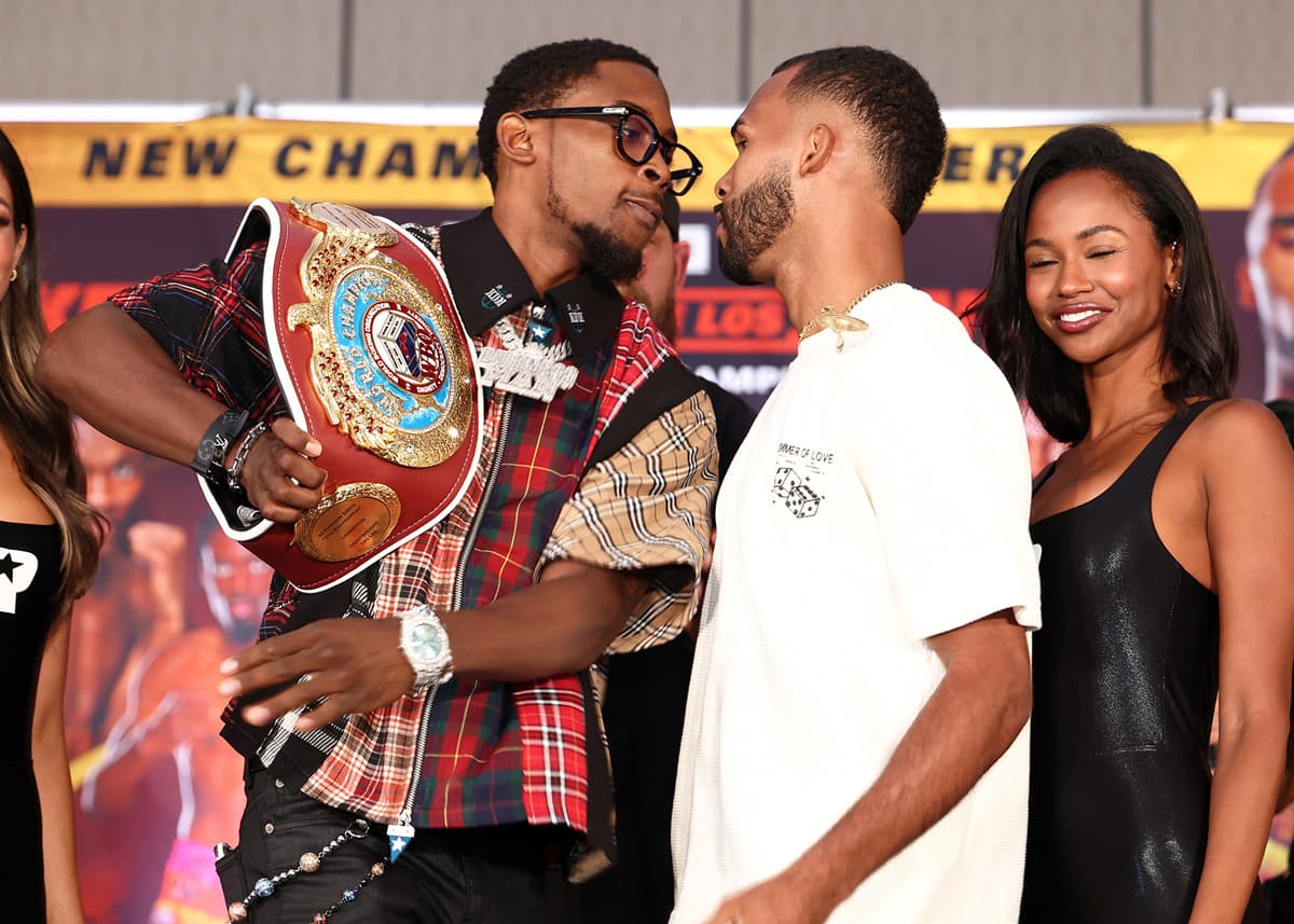 Keyshawn Davis and Edwin De Los Santos at the press conference in Norfolk, VA