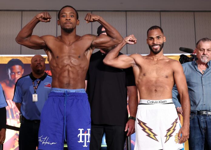 Keyshawn Davis and Edwin De Los Santos at the weigh-in in Norfolk, VA