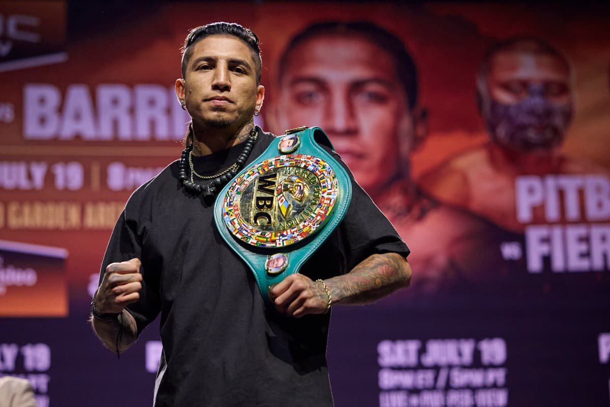 Mario Barrios at the press conference in Los Angeles ahead of his bout with Manny Pacquiao