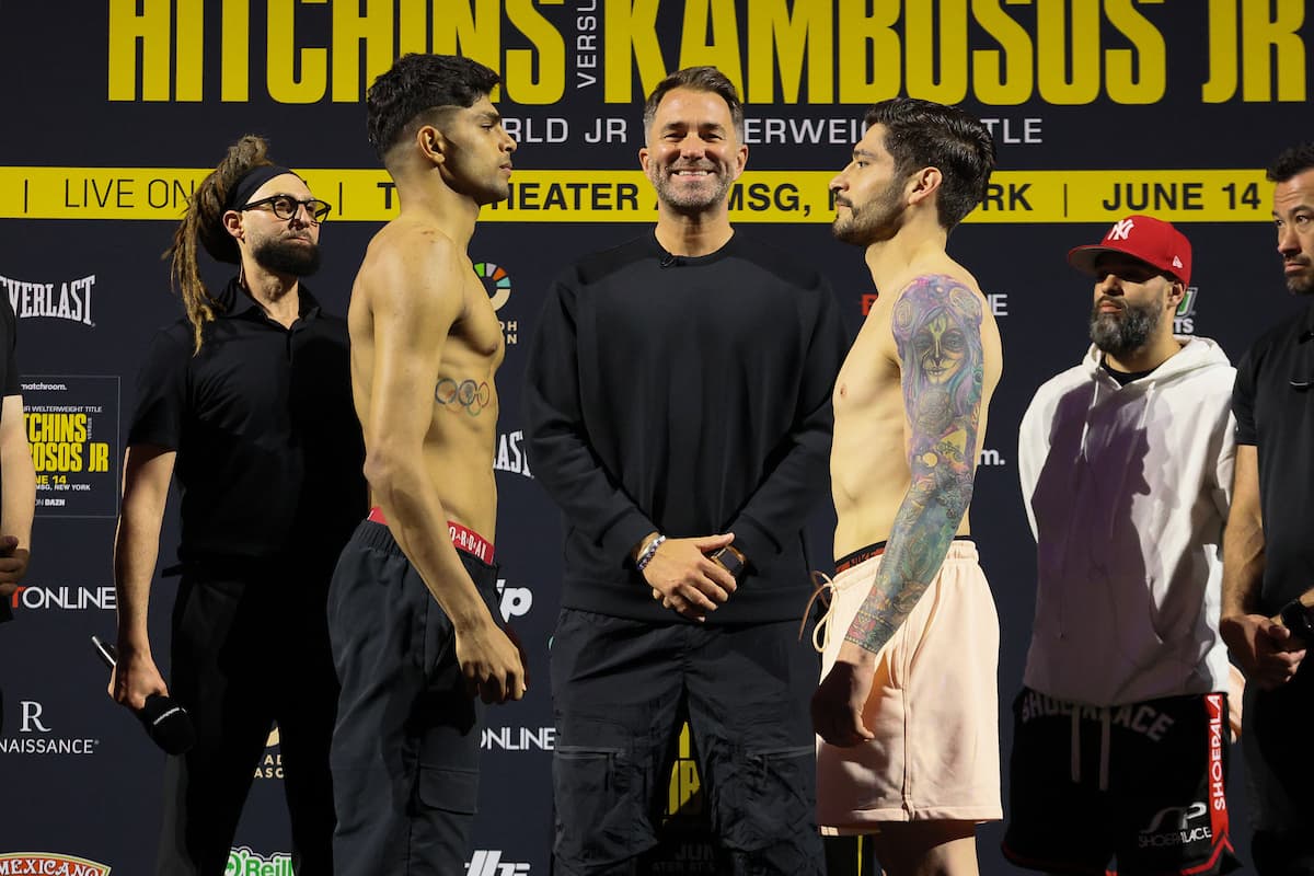 Nishant Dev and Josue Silva at the weigh-in ahead of their bout in New York
