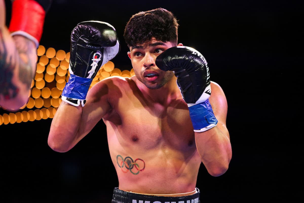 Nishant Dev during his bout against Josue Silva at The Theater at MSG in New York