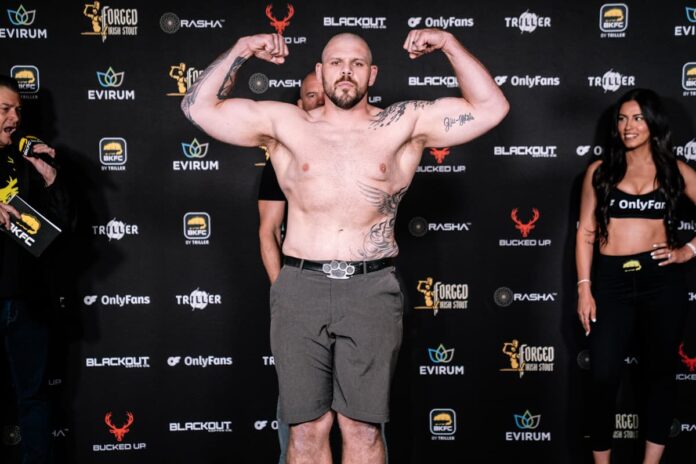 Parker Porter during the weigh-in ahead of his bout against Dillon Cleckler at BKFC Mohegan Sun