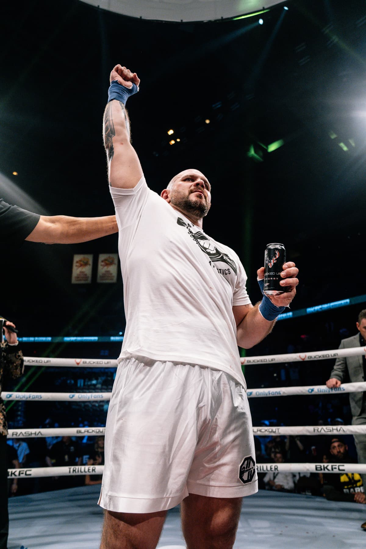 Parker Porter victorious over Dillon Cleckler during their bare-knuckle boxing bout at BKFC Mohegan Sun