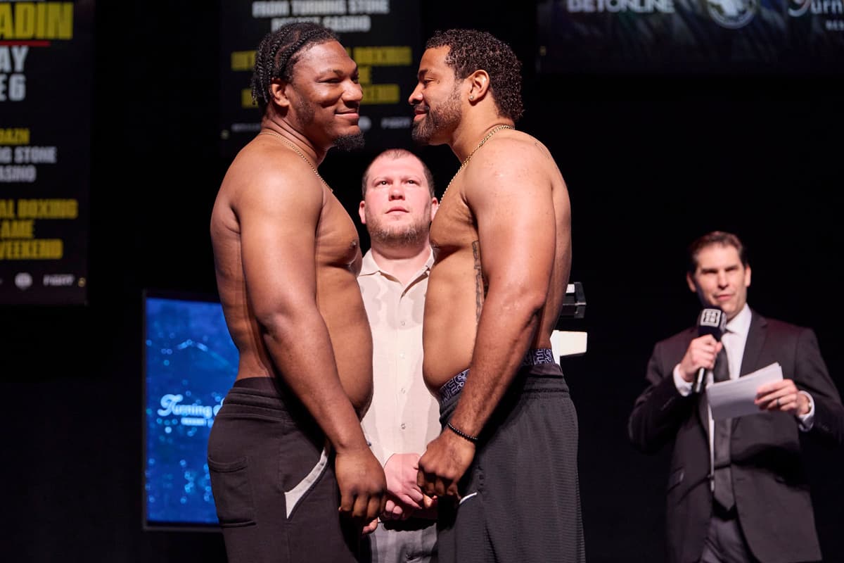 Pryce Taylor and Ed Fountain at the weigh-in ahead of their bout in Verona, New York