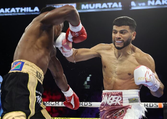 Raymond Muratalla during his boxing bout against Jeremia Nakathila