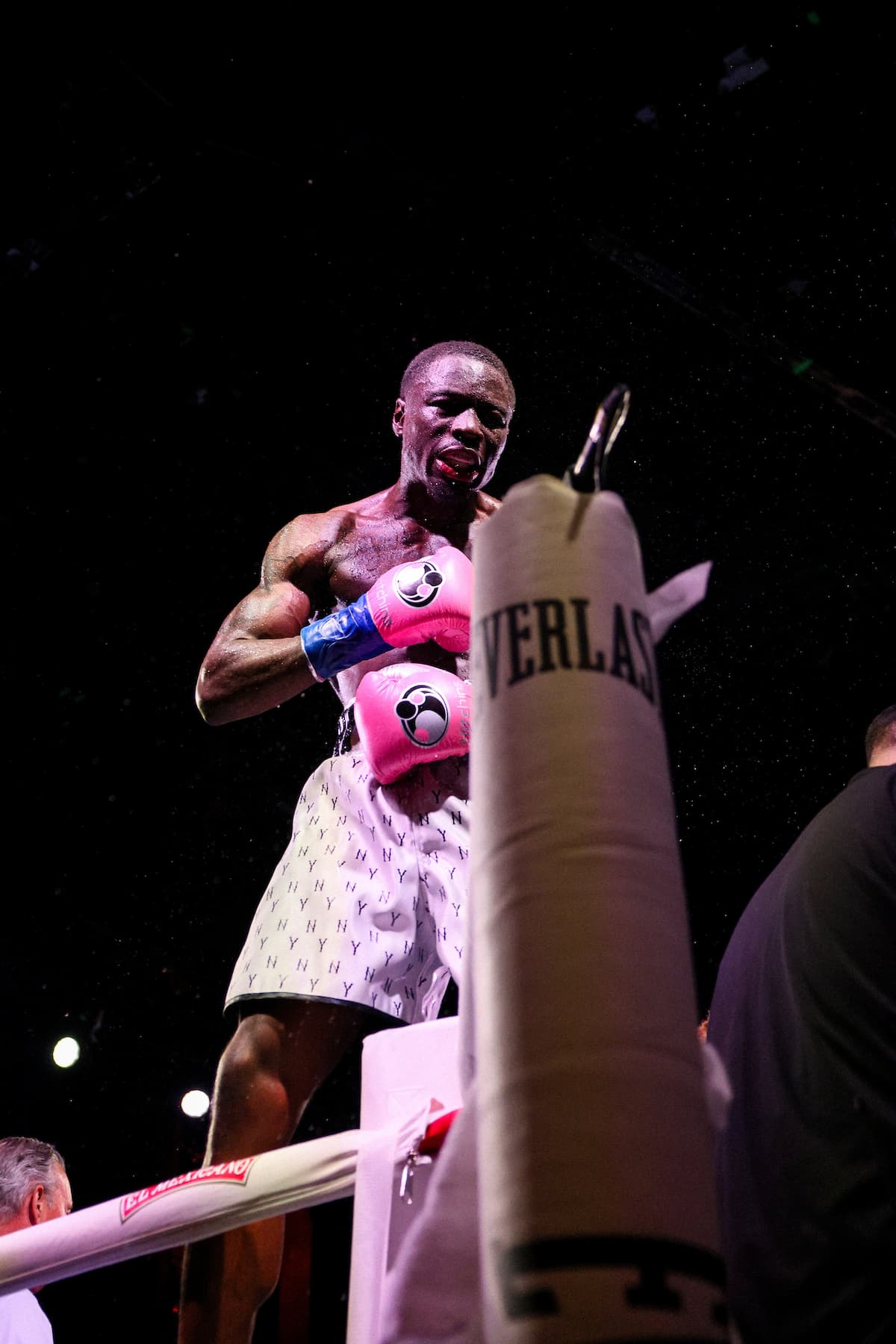 Richardson Hitchins celebrates his victory over George Kambosos Jr at The Theater at MSG in New York
