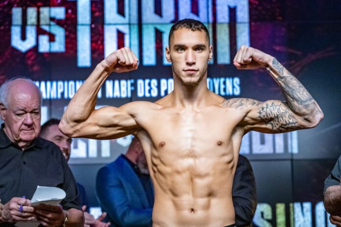 Steven Butler during the weigh-in ahead of his boxing bout