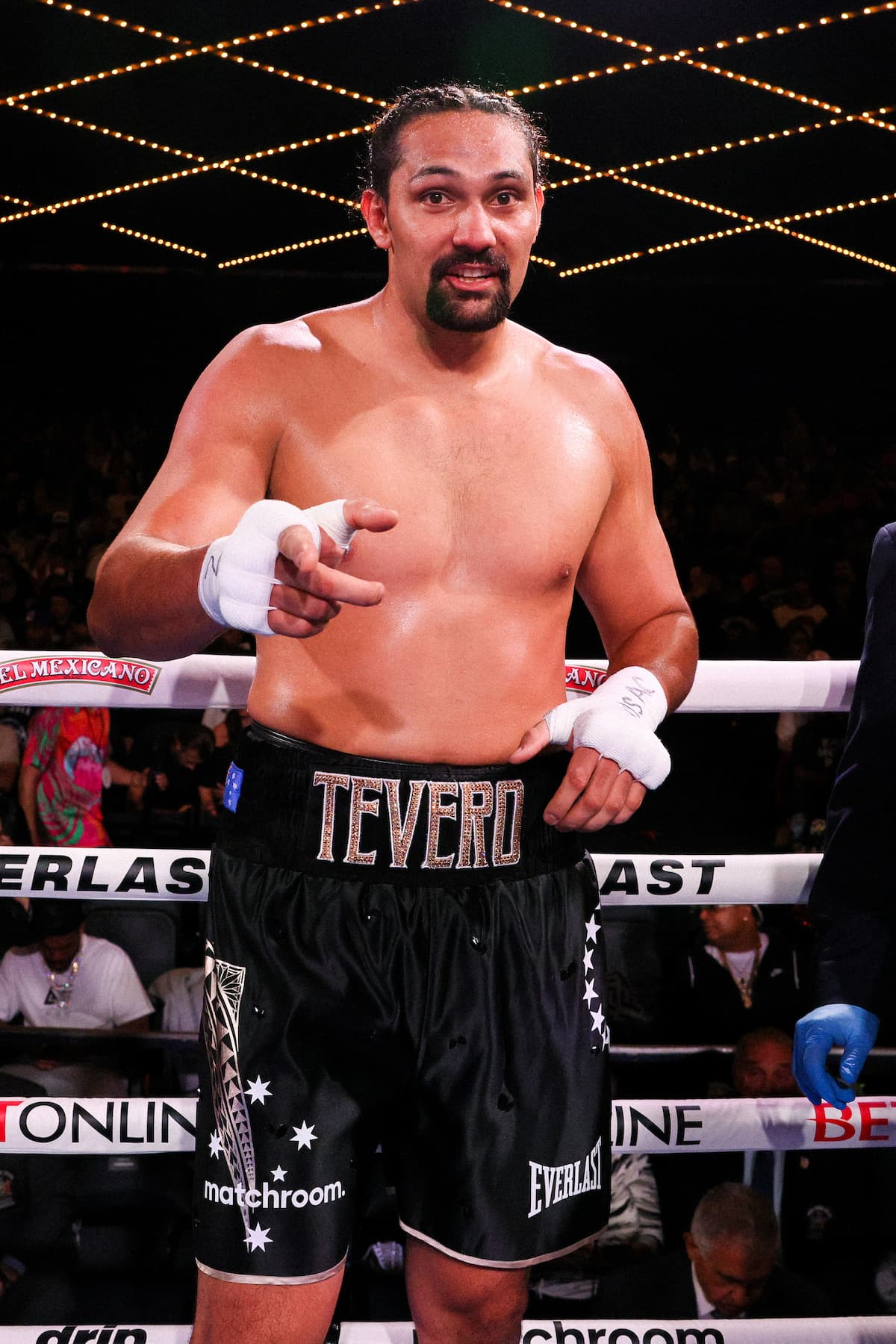 Teremoana Jnr after his victory over Aleem Whitfield at The Theater at MSG in New York