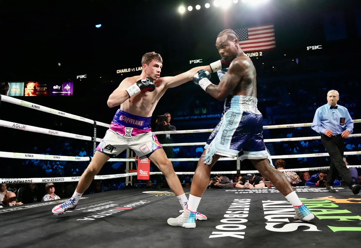 Thomas LaManna throws a jab during his bout against Jermall Charlo in Las Vegas