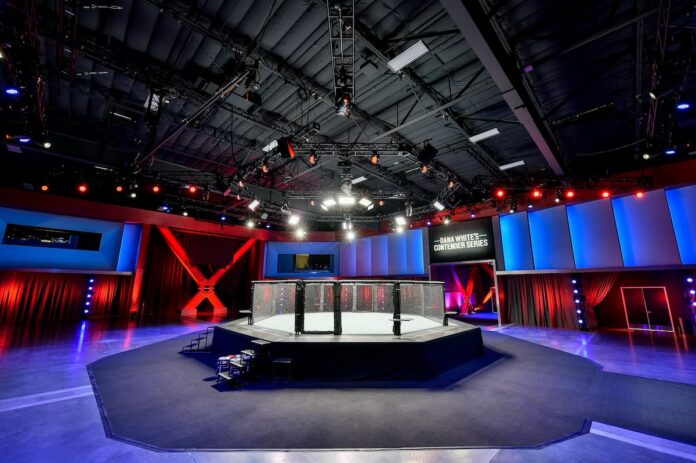 The MMA Octagon is set up at the UFC Apex in Las Vegas