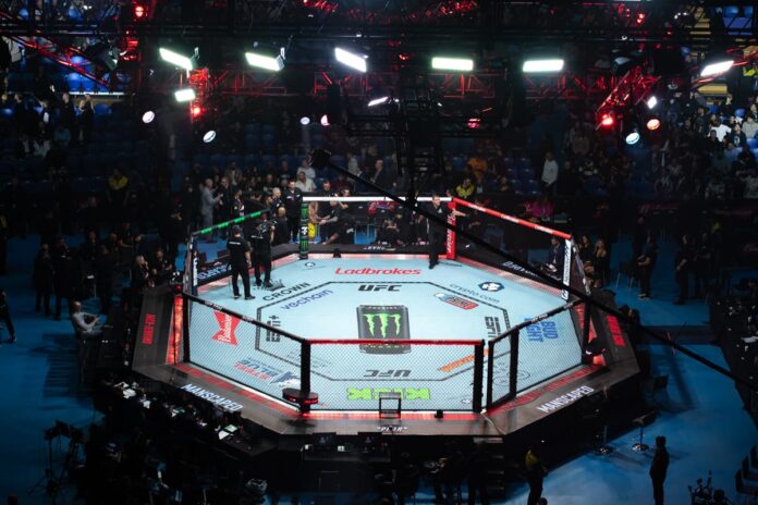 UFC Octagon set up at RAC Arena in Perth, Australia