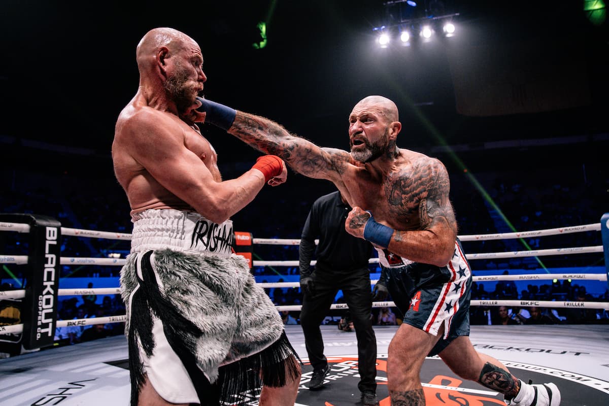 William Albrecht punches Kyle McElroy during their bout at BKFC 75 Albuquerque