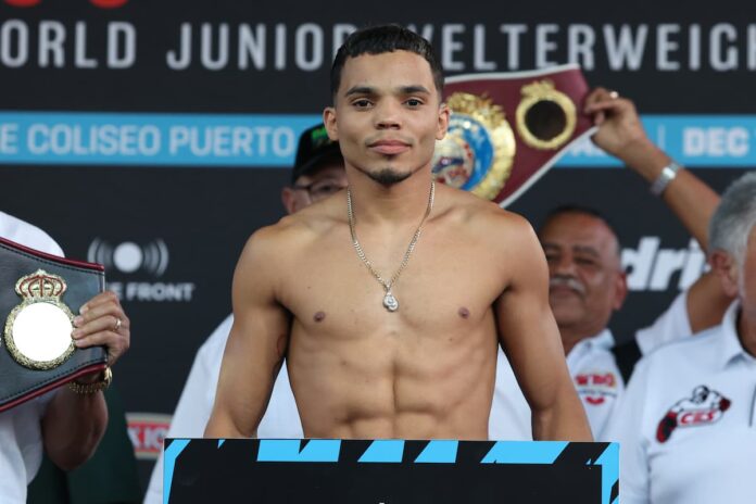 Yankiel Rivera during the weigh-in ahead of his boxing bout