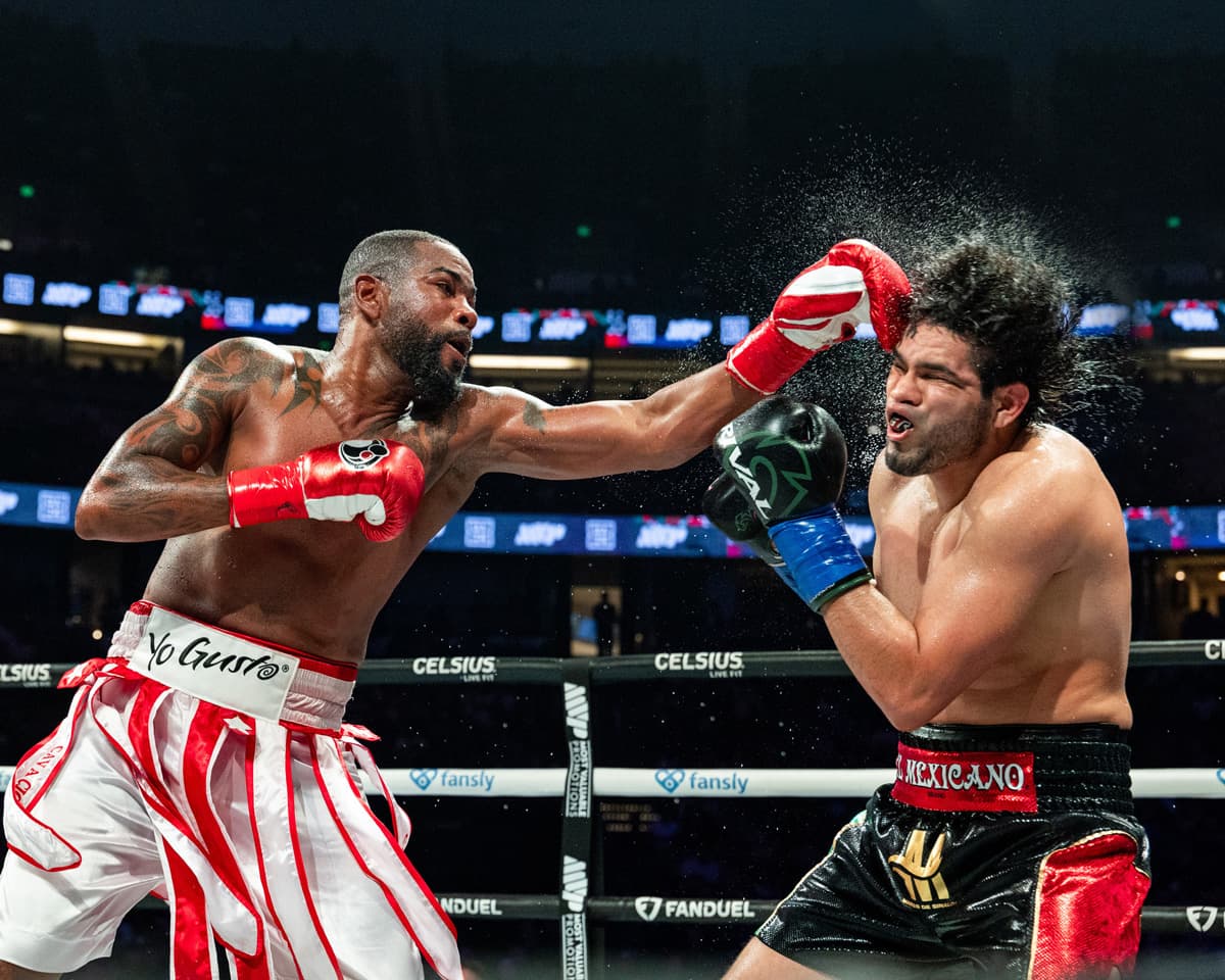 Yuniel Dorticos punches Gilberto Ramirez during their bout in Anaheim, CA