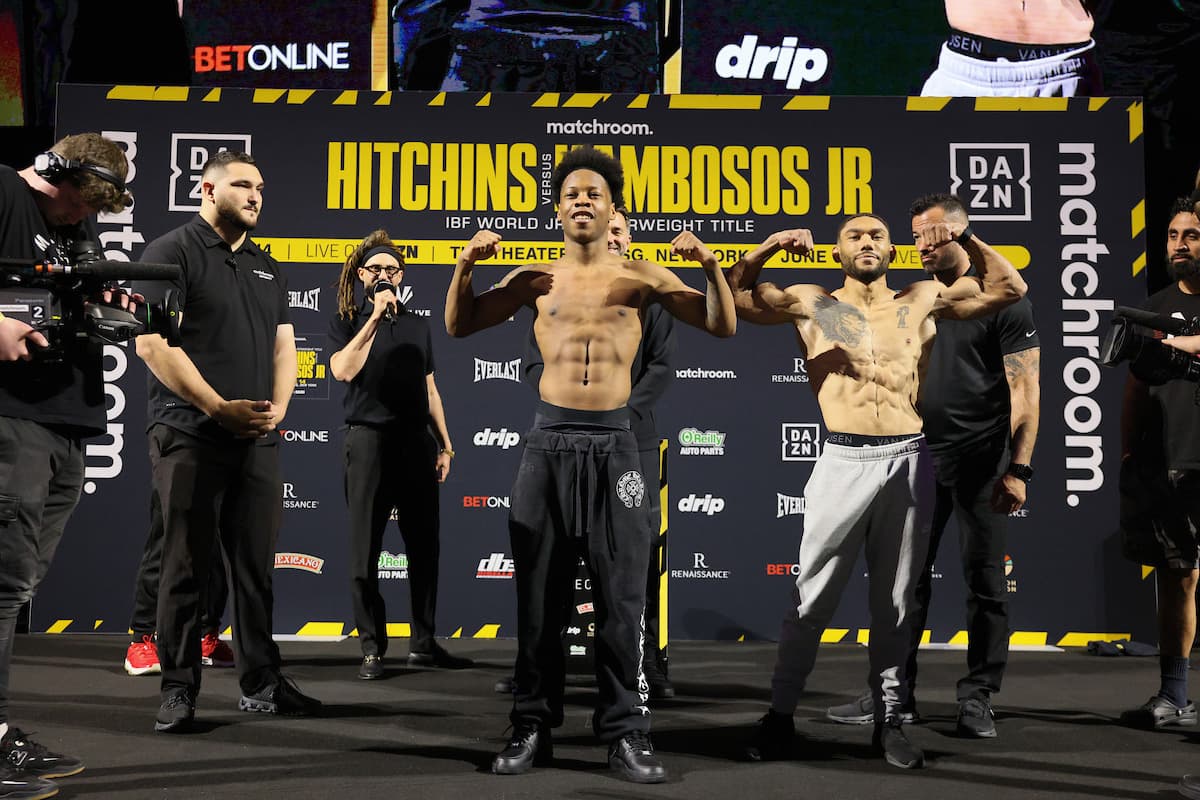 Zaquin Moses and Carl Rogers at the weigh-in ahead of their bout in New York
