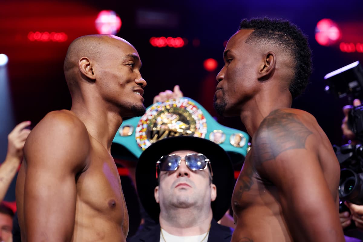 Alberto Puello and Subriel Matias during the weigh-in in Corona, NY