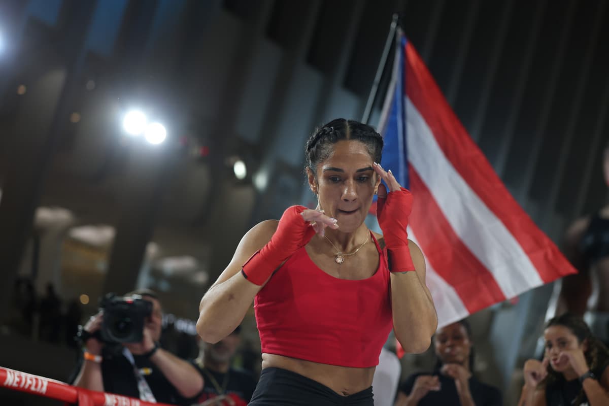 Amanda Serrano during an open workout at Oculus World Trade Center in New York