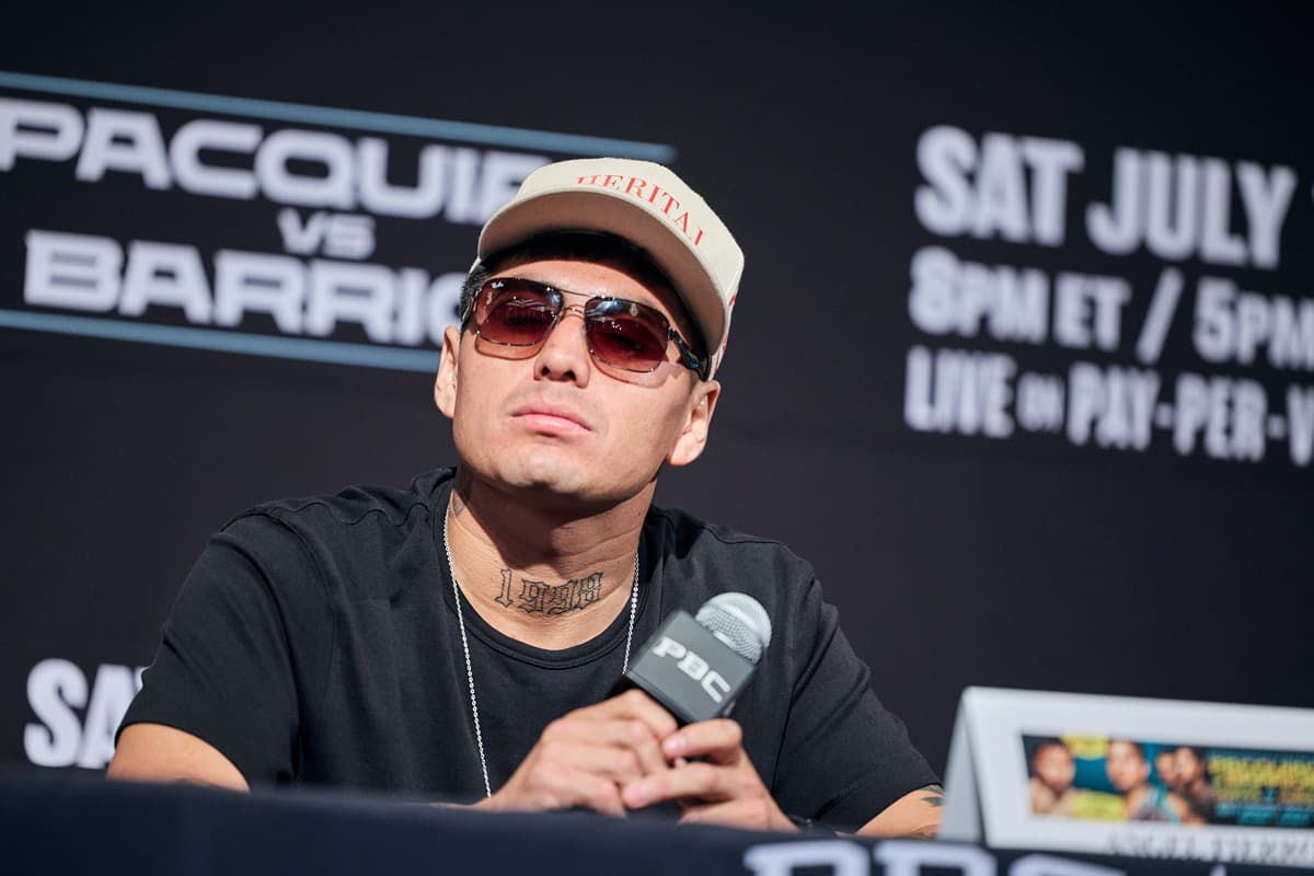 Angel Fierro at the press conference ahead of his bout against Isaac Cruz