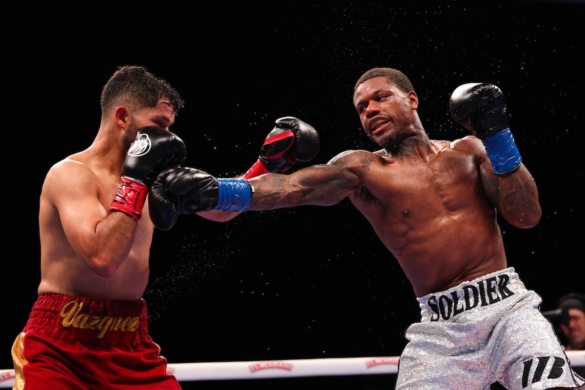 Austin Williams throws a jab during his bout against Ivan Vazquez