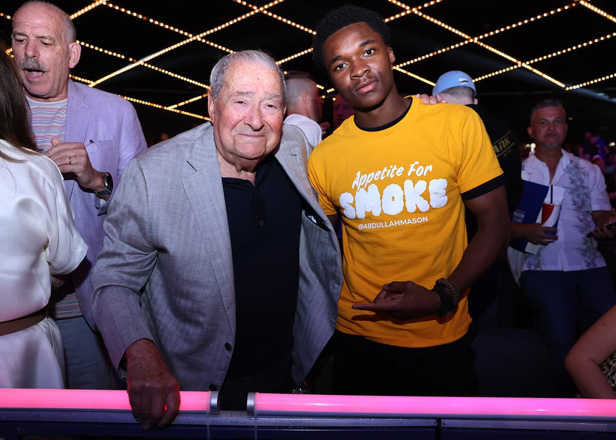 Bob Arum and Abdullah Mason during the Zayas vs Garcia boxing event at The Theater at Madison Square Garden in New York