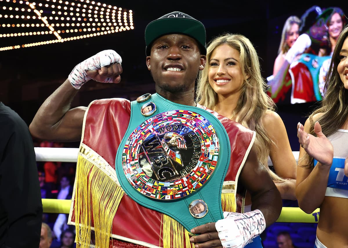 Bruce Carrington after his victory over Mateus Heita at The Theater at Madison Square Garden in New York