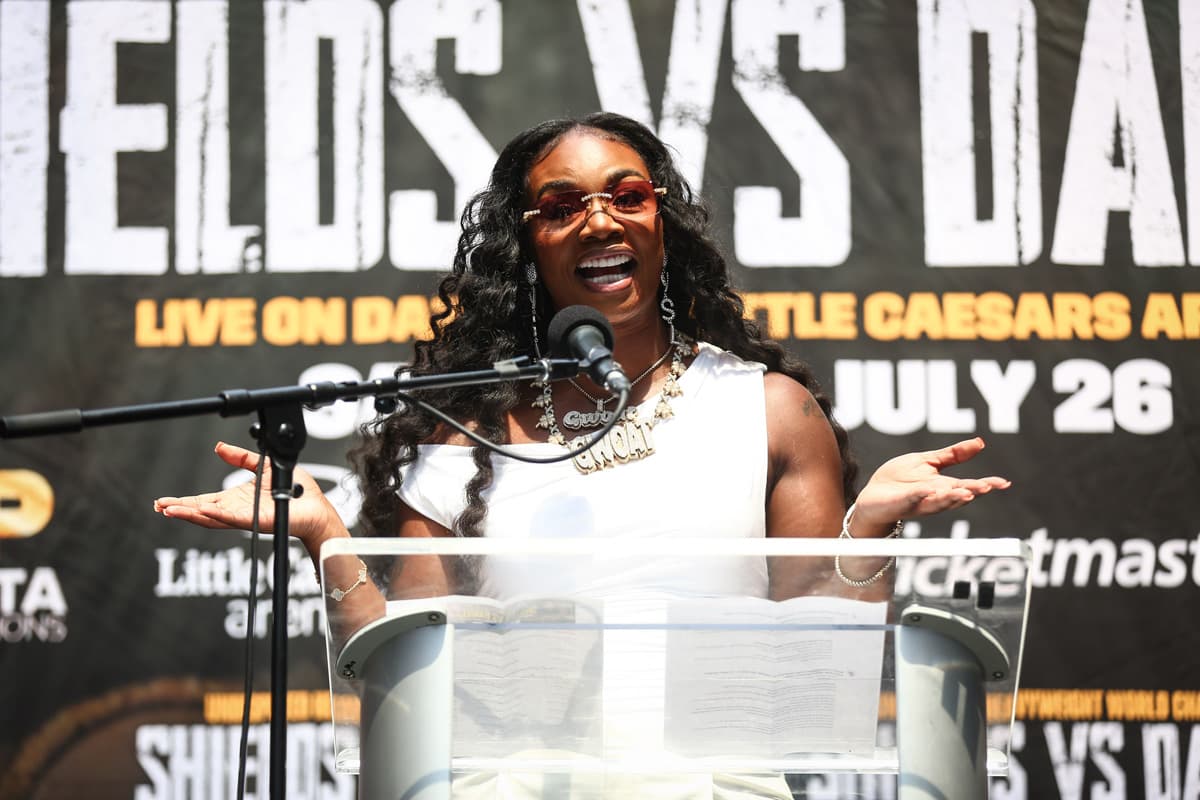 Claressa Shields during the press conference ahead of her bout against Lani Daniels