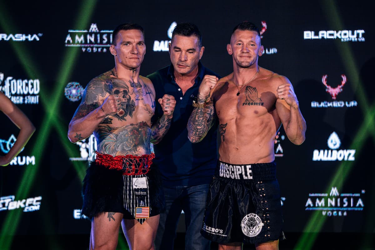 Dustin Pague and Ryan Petersen at the BKFC Philly weigh-in