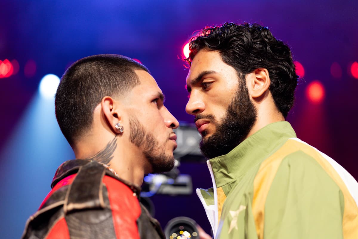 Edgar Berlanga and Hamzah Sheeraz during the press conference in Corona, NY