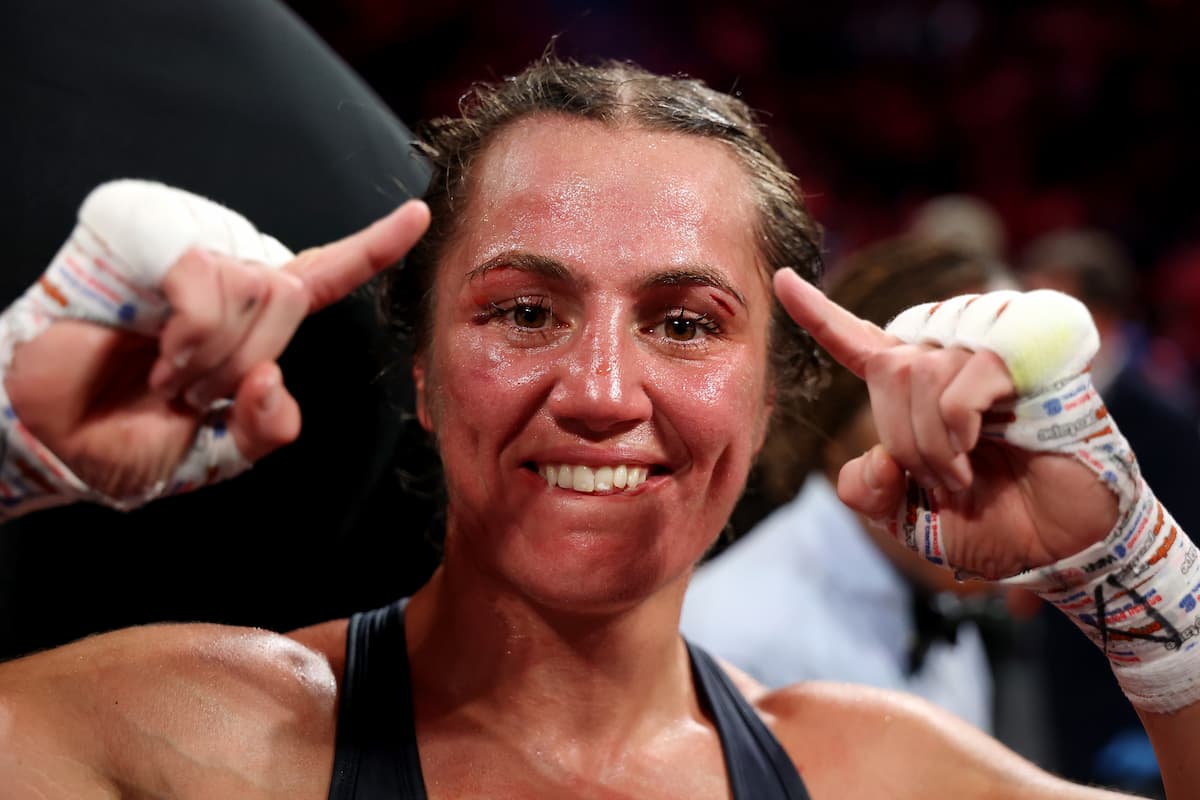 Ellie Scotney after her victory over Yamileth Mercado during their bout at MSG in New York