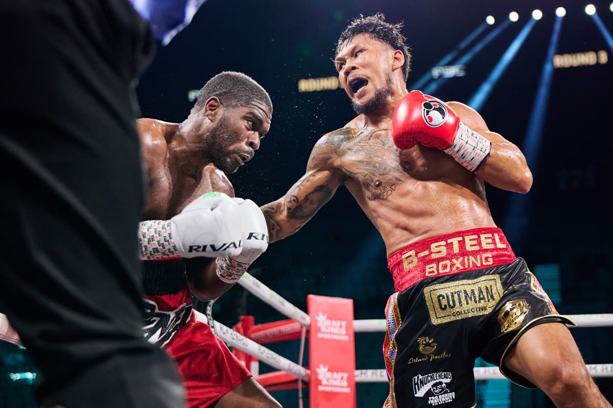 Eumir Marcial punches Bernard Joseph during their bout at the MGM Grand Garden Arena in Las Vegas