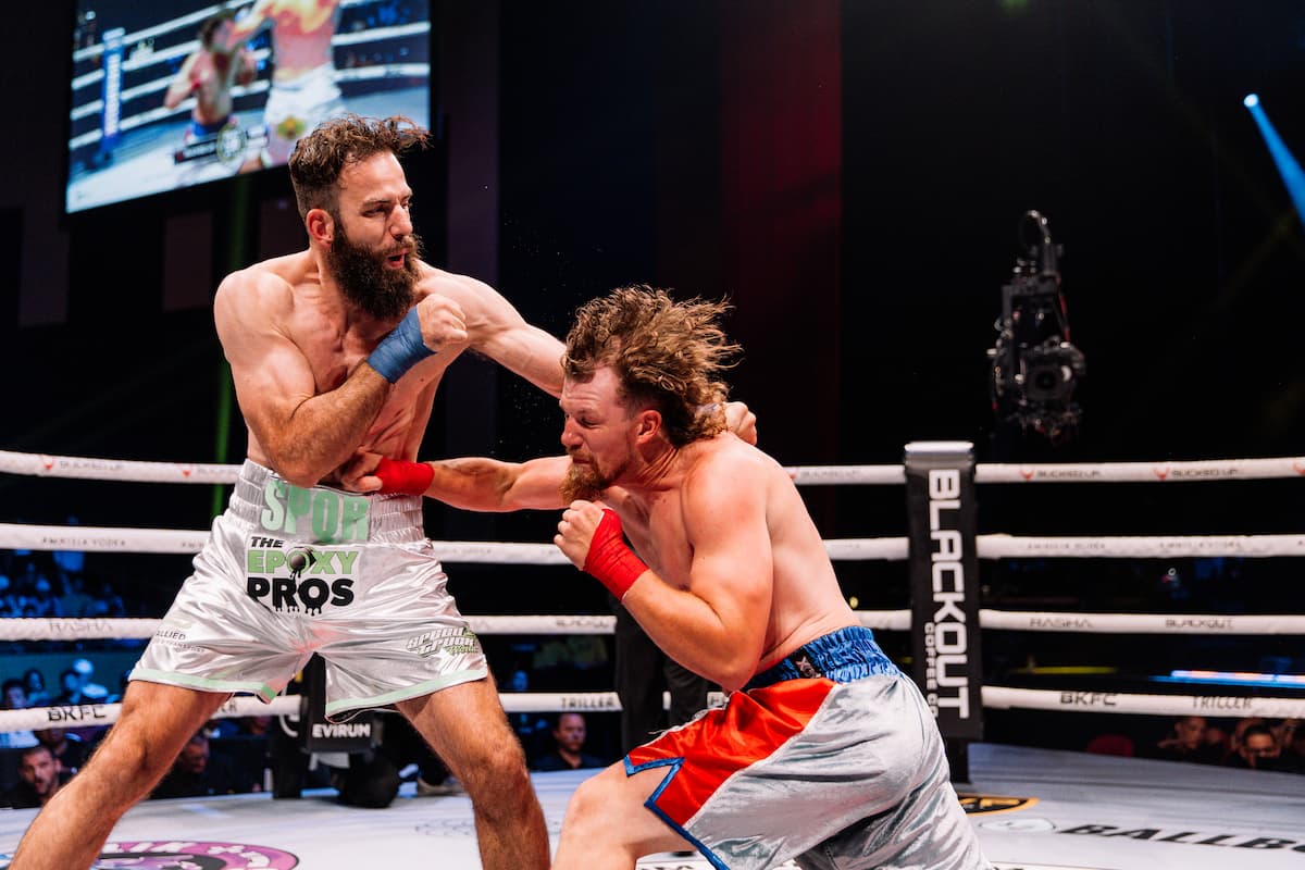 Francesco Ricchi and Dallas Davison during their bout at BKFC 78 Hollywood