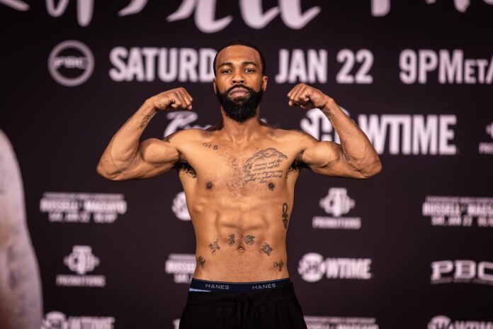 Gary Russell Jr during the weigh-in ahead of his boxing bout