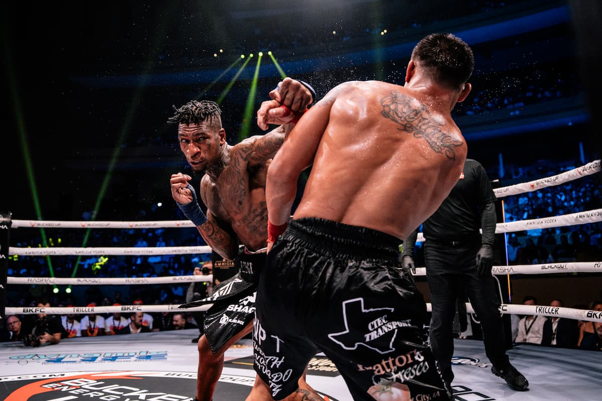 Howard Davis throws a punch during his bout against Drako Rodriguez at BKFC 78 Hollywood
